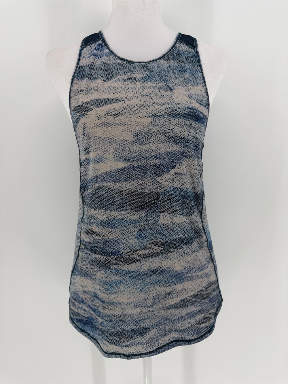 Lululemon Sculpt Tank II Size 6 Blue Gray Mesh Racerback Workout Top